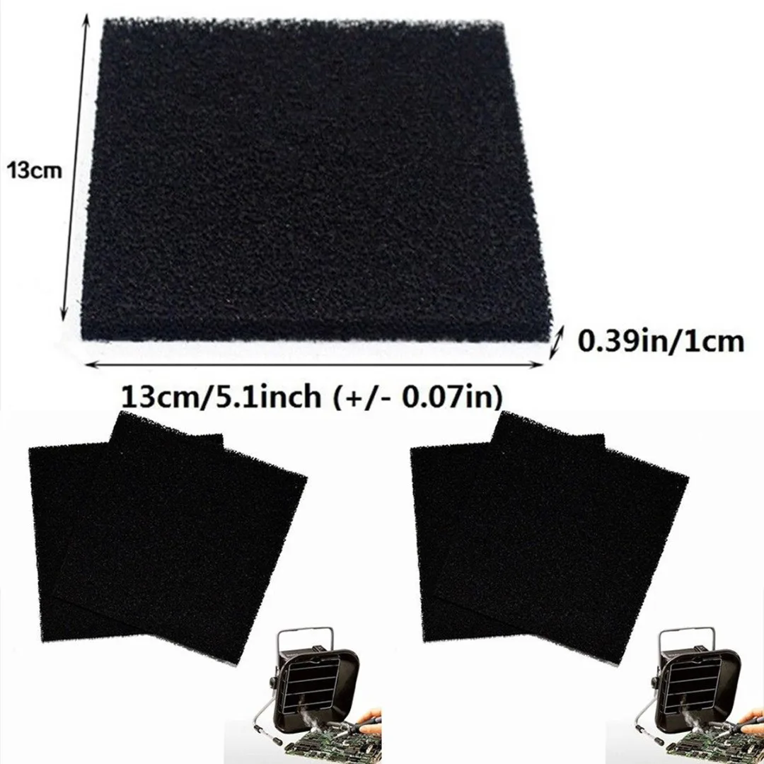 5pcs Activated Carbon Filter Sponge Solder Smoke Absorber ESD Fume Extractor 13*13*1cm Black Polyurethane Activated Carbon Foam