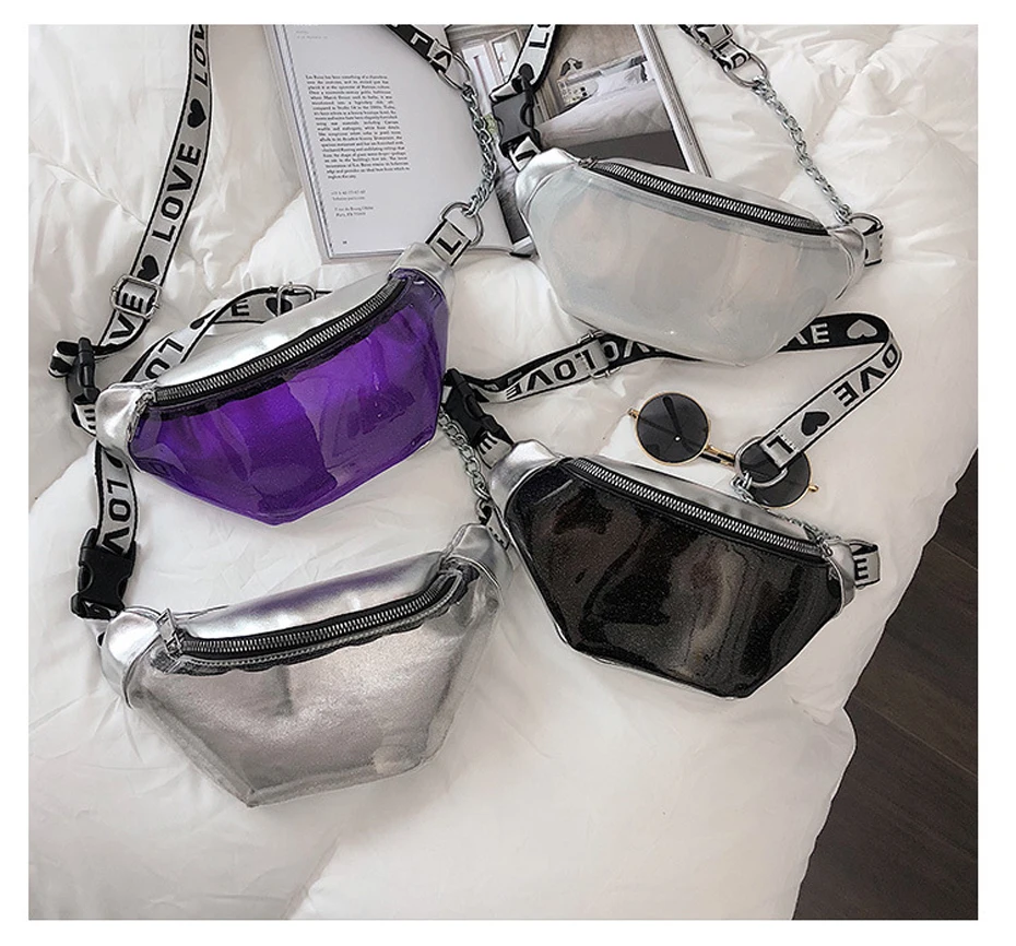 Summer Transparent Fanny Packs For Women Chain Waist Packs Ladies Small Belt Bags Female Chest Bag Travel Waist Pack