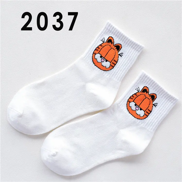 Летние женские короткие носки в стиле Харадзюку kwaii, хлопковые забавные носки с принтом пламени, милые женские носки с героями мультфильмов для женщин, meias - Цвет: 2037