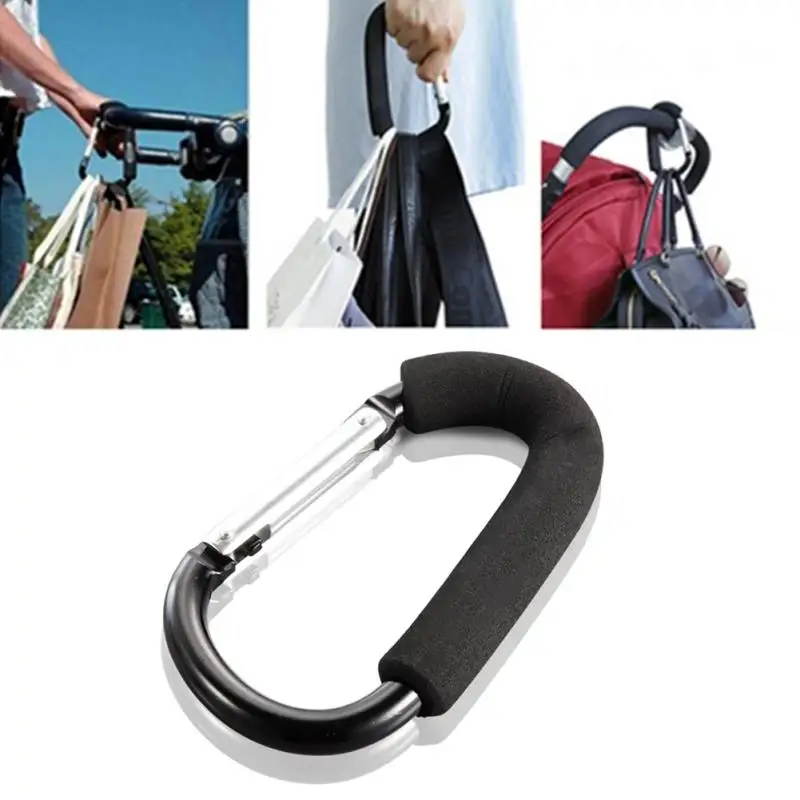 

stroller Metal Carabiner D Shape Hook Baby Stroller Hook Shopping hook Accessories