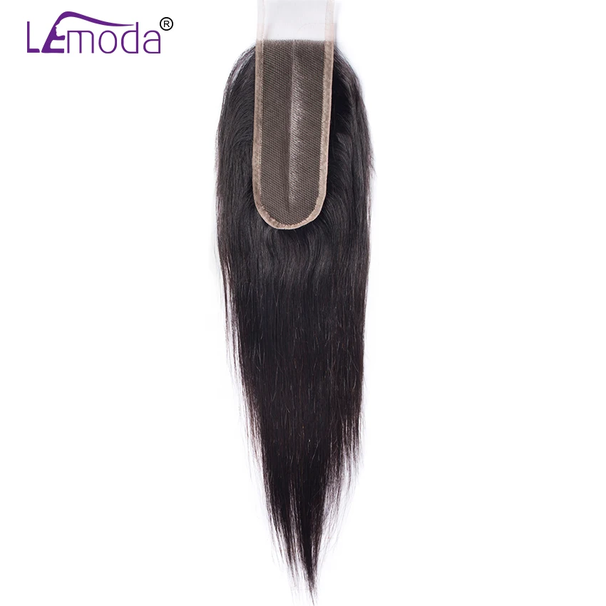 Lemoda 2x6 дюймов человеческих волос Закрытие Бразильский прямые волосы средней части Кружева закрытия Волосы remy ткань для черный Для женщин 1