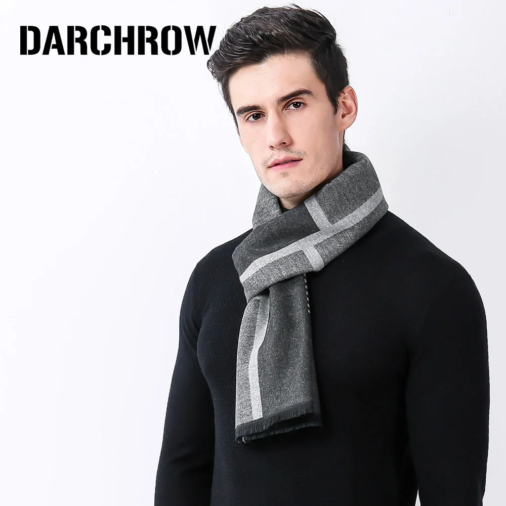 DARCHROW Luxury Brand Casual Men's Cashmere Scarves Winter Fashion