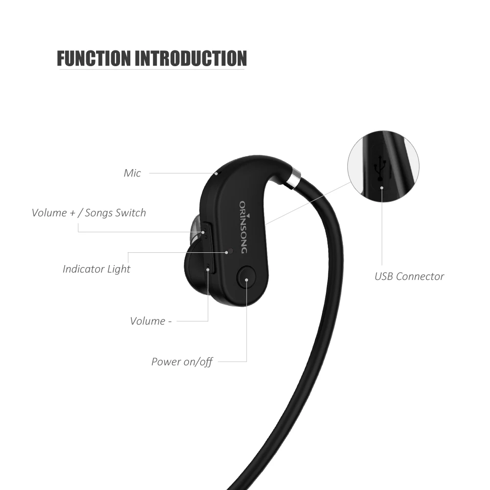 Orinsong гарнитура Bluetooth V4.1 наушник bluetooth наушники Беспроводной шейным CSR4.1 стерео hifi