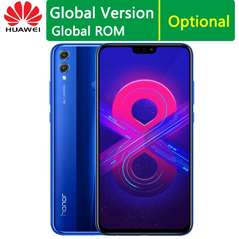 Honor 8X мобильный телефон 6 5 дюймовый экран 4 Гб ОЗУ 64 Kirin 710 Восьмиядерный двойной