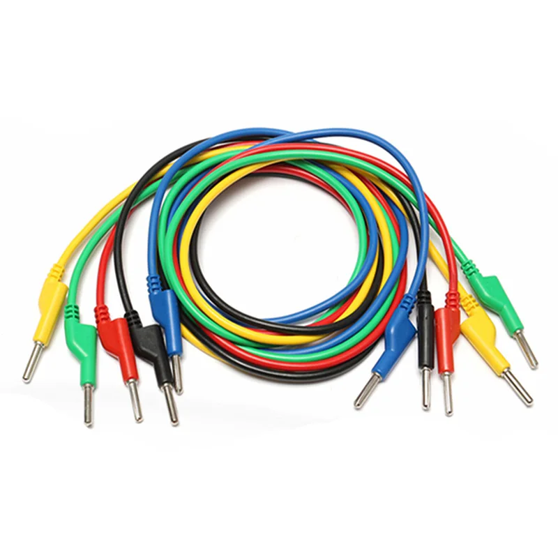 5Pcs 5 Colors Silicone Banana to Banana Plugs Test Probe Leads Cablein