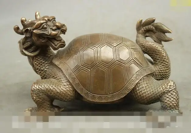 

song voge gem S6319 9 Classic Chinese FengShui Bronze Copper Evil Spirits Dragon Turtle Beast Statue