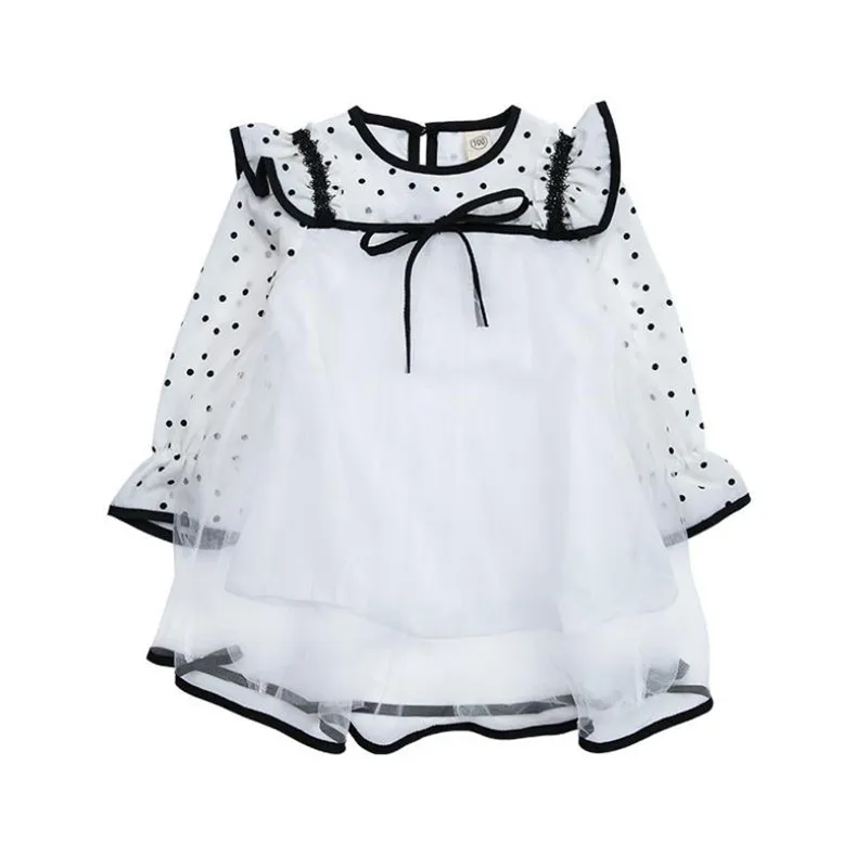 

Fashion Kids Girls Dress 2019 New Autumn Baby Girl Dot Long Sleeve Ruffles Mesh Princess Dress Children Clothing Ball Gown 2-8Y