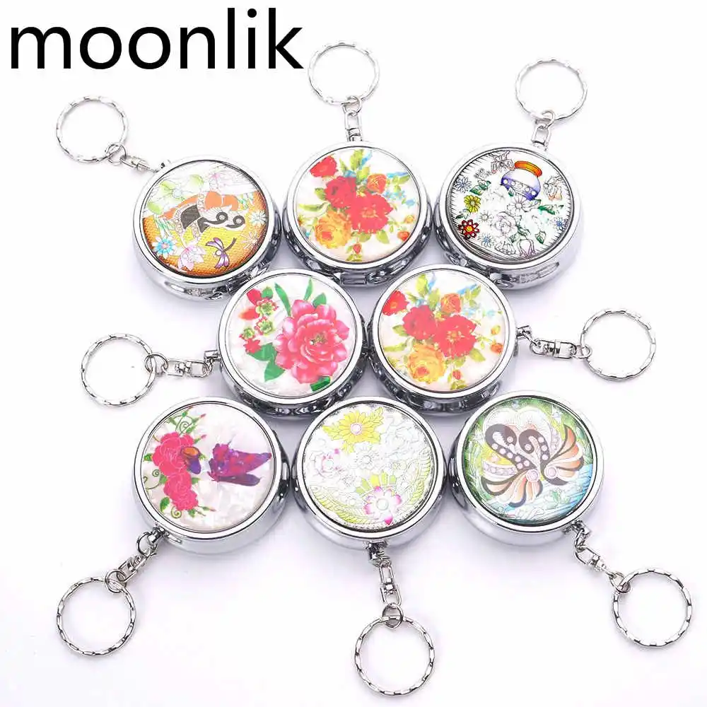 

New Useful Portable Pocket Stainless Steel Round Cigarette Ashtray With Keychain