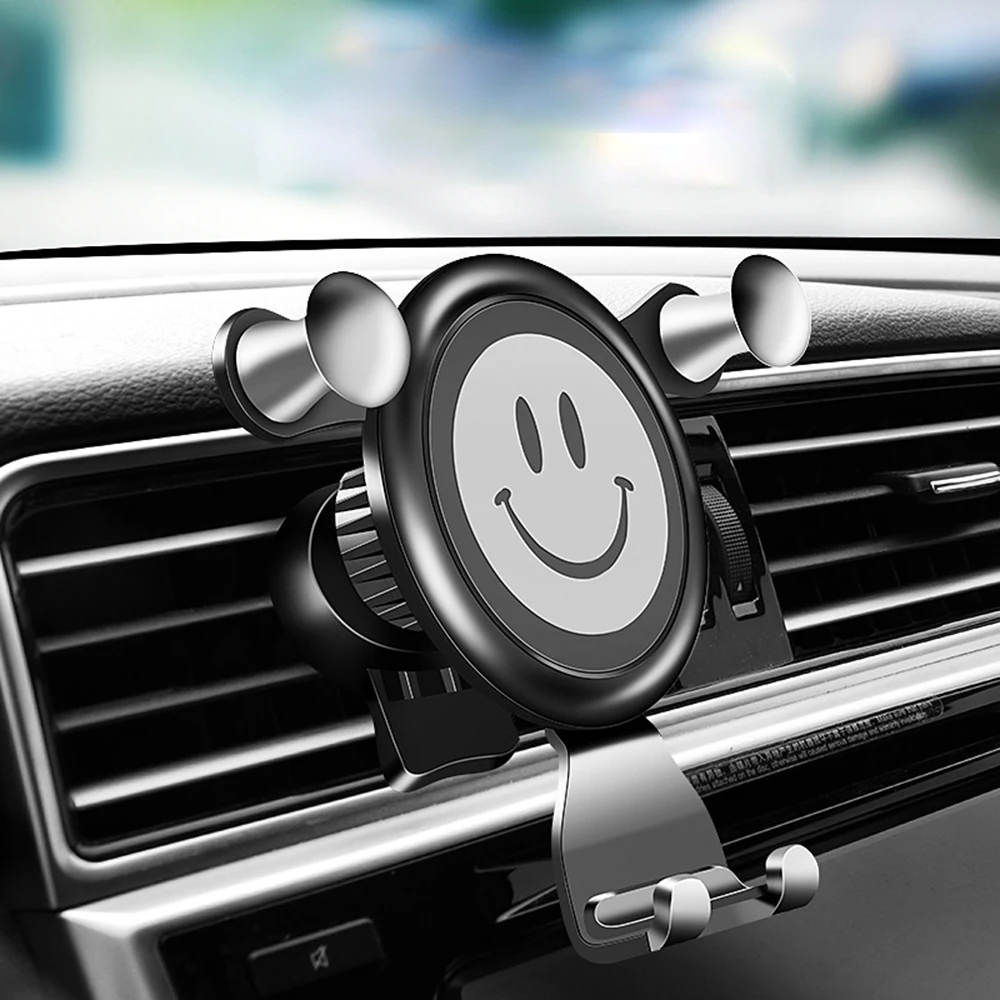 

Universal Car Phone Holder Smile Face Air Vent Mount Clip Gravity Cell Holder For Phone Car Phone Navigation Rack Stand Holder