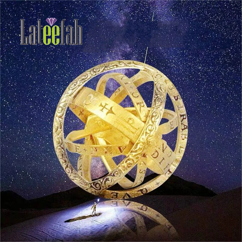 

Lateefah 2019 Hot Sell Astronomical Ring Rotating Clamshell Astronomical Ring Astronomical Ball Ring Cosmic Ring for Couples