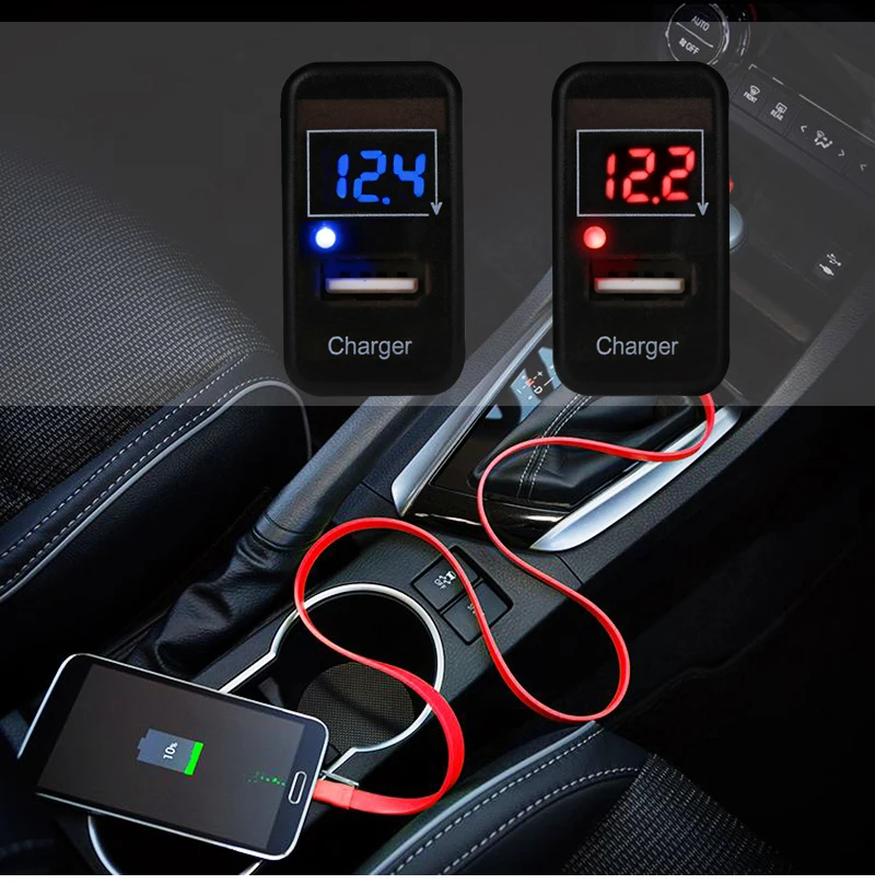 Автомобильное зарядное устройство со светодиодной подсветкой 5 в 2 1 А USB разъем