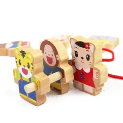 Дети Обучающие игрушки Монтессори бусины шнуровочная доска деревянные игрушки раннее образование Обучающие приспособления головоломка