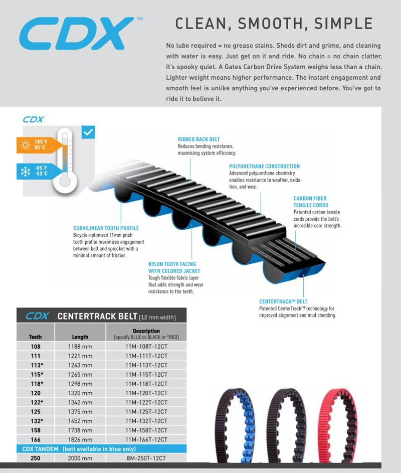 Excellent USA Gates Bicycle Sprockets Carbon Fiber Timing Belts Pulley Rubber V-belt CDX CDN Bike Drive Belt 11MM Center Track 2 Excellent USA Gates Bicycle Sprockets Carbon Fiber Timing Belts Pulley Rubber V-belt CDX CDN Bike Drive Belt 11MM Center Track 2