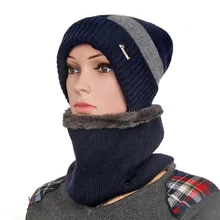 Зимние шапки Skullies Beanies для мужчин и женщин, вязаная шапка, однотонная Черная шапка с воротником Skullies& Beanies, утепленные женские шапки