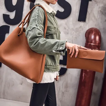 

Simple Fashion Women Handbag With Small Bag Leather Big Capacity Casual Shoulder Bags Shopping Travel Hiking New