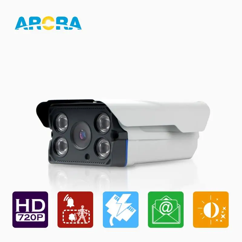 ARCRA 1mp 1280*720P PoE Camera Power Over waterproof 4 Pcs IR LED Array night vision
