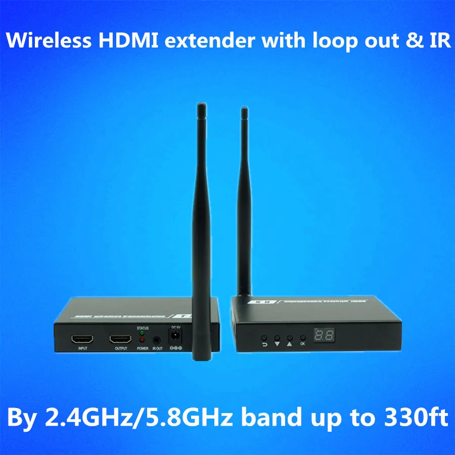 328ft Wireless Loop Out IR HDMI Splitter Extender 1080P Wireless HDMI Audio Video Transmitter font b