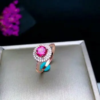 

shilovem 925 silver sterling rings natural topaz pink women open classic new fine party Jewelry gitf 6*6mm yhh060601agfb