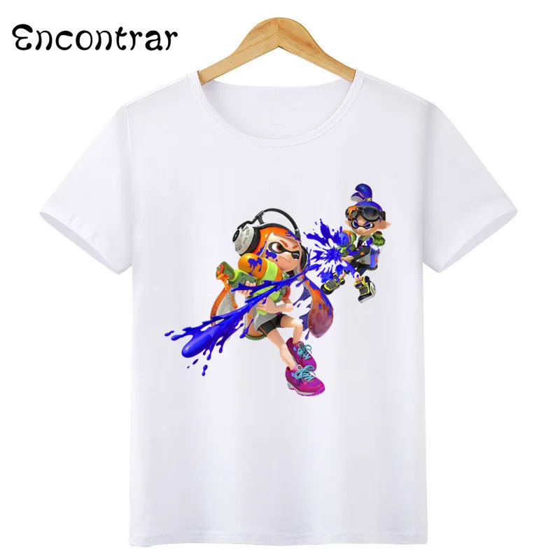 Kids Splatoon Inkling Design T Shirt Boys/Girls Casual Short Sleeve Tops Children's Funny White Anime T-Shirt,ooo3071