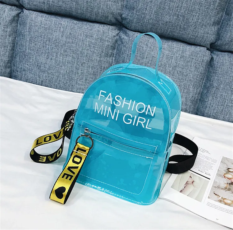 Женский прозрачный рюкзак для детей, маленький мини-рюкзак из ПВХ, прозрачный рюкзак с буквенным принтом, Студенческая сумка через плечо