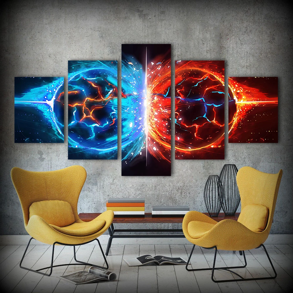5 Pieces Fire Ice Magic Full Round Drill 5D DIY Diamond Painting 3D Embroidery Cross Stitch Kits paintings from crystals | Дом и сад