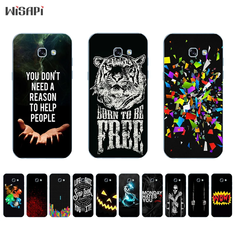 

for Samsung Galaxy A7 2017 TPU Phone Case for A320 A520 A720 Shell Transparent for A3 A5 (2017) Back Cover Black Letters Pattern