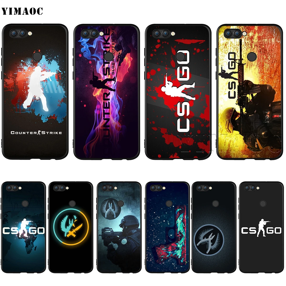 

YIMAOC CS Go Silicone Case for Huawei Mate 10 P8 P9 P10 P20 Lite Pro P Y7 Y9 Smart Mini 2017 2018