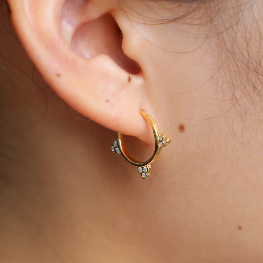 

925 sterling silver minimal delicate danity stud earring for girl women gift Geometric round circle with black white cz ear stud