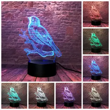 

3D Illusion Led Lamp 7 Colors Change Desk Nightlight Birds Animal Figure Model Light-up Toys
