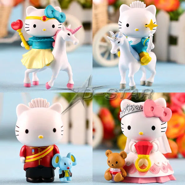 

Free Shipping 4pcs Hello Kitty Price and Princess Ver. Boxed PVC Action Figure Model Collection Toy Gift (4pcs per set)