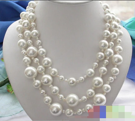 

FREE SHIPPING>>>@@ > 0350 WHITE ROUND SOUTH SEA SHELL PEARL NECKLACE