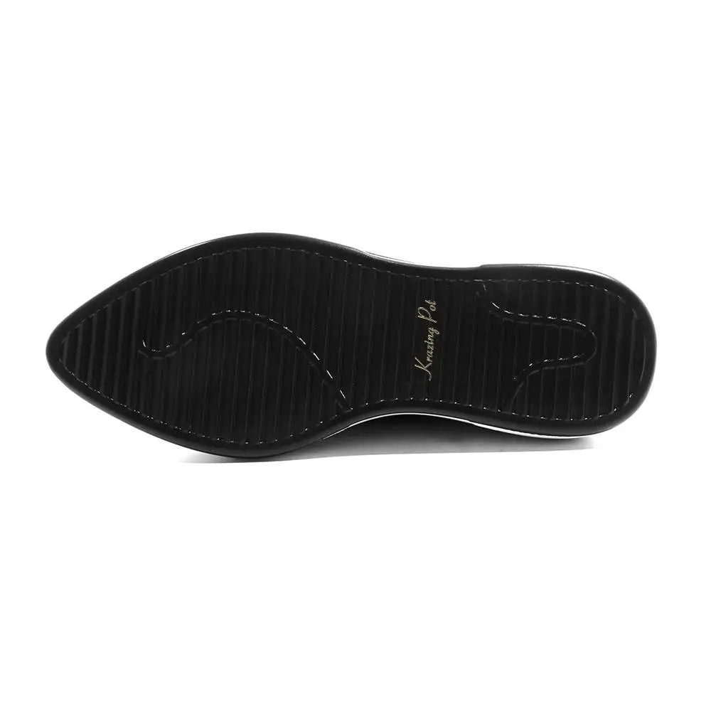 Krazing Pot/черно-белые кроссовки в сдержанном стиле; кроссовки на шнуровке с острым носком; обувь из вулканизированной натуральной кожи на толстой подошве; L0f5