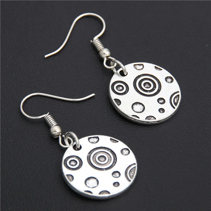 

1Pair(2Pcs) Silver Color Round Charms Dangle Drop Earring Handmade Diy For Women Gift Cute Jewelry E1936