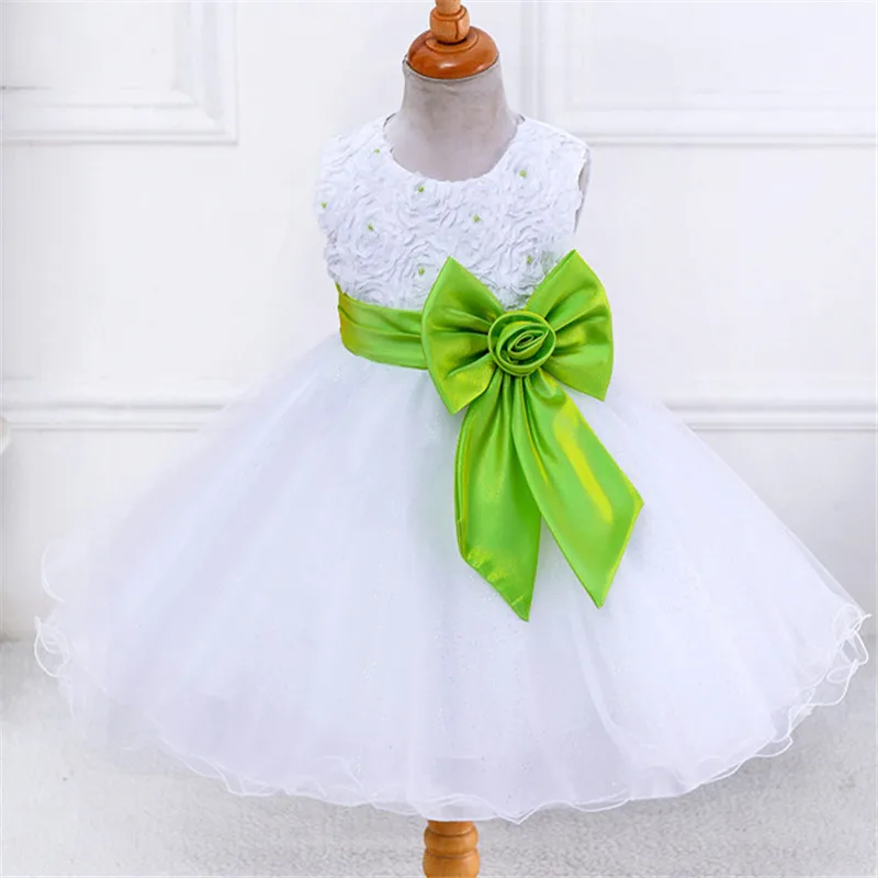 

White First Communion Dresses For Girl Tulle Lace Infant Gown Toddler Pageant Flower Bow Girl Dress for Wedding and Birthday