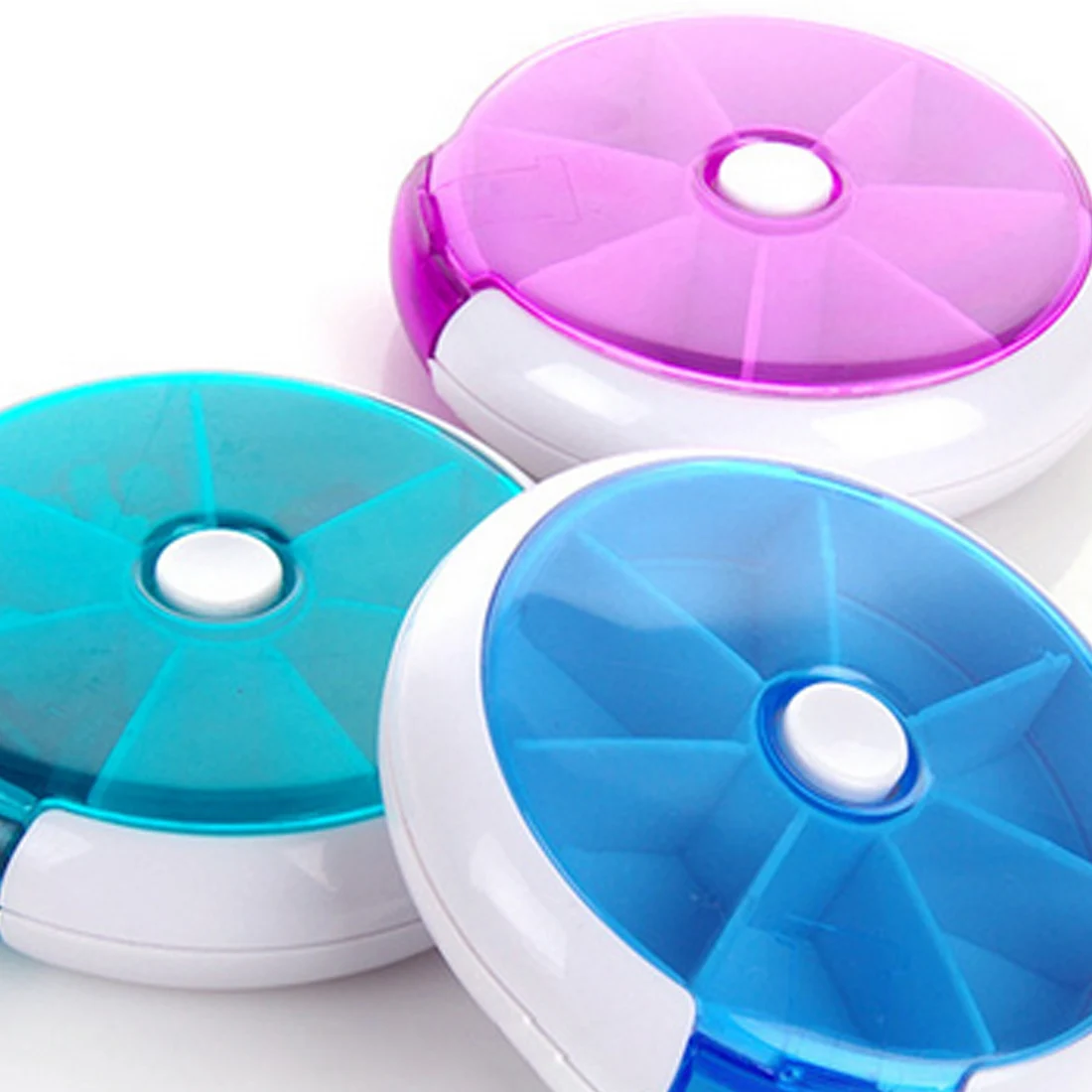 Remarkable 7 Compartment Round Medicine Pill Vitamin Box Case Storage