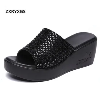 

2019 New Summer Women Shoes Elegant Fashion Wedge Sandals Slippers Thick-bottomed Non-slip Women Sandals Fashion Casual Slippers