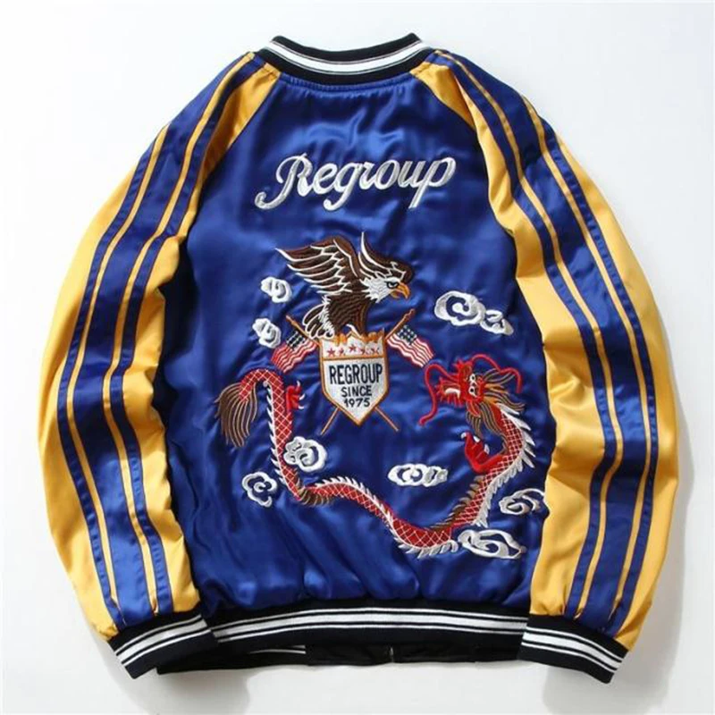 Drop Shipping Embroidery eagle Two Sides Bomber coat Souvenir Jacket Men Sukajan Yokosuka Streetwear Hip Hop Baseball Jacket Drop Shipping Embroidery eagle Two Sides Bomber coat Souvenir Jacket Men Sukajan Yokosuka Streetwear Hip Hop Baseball Jacket