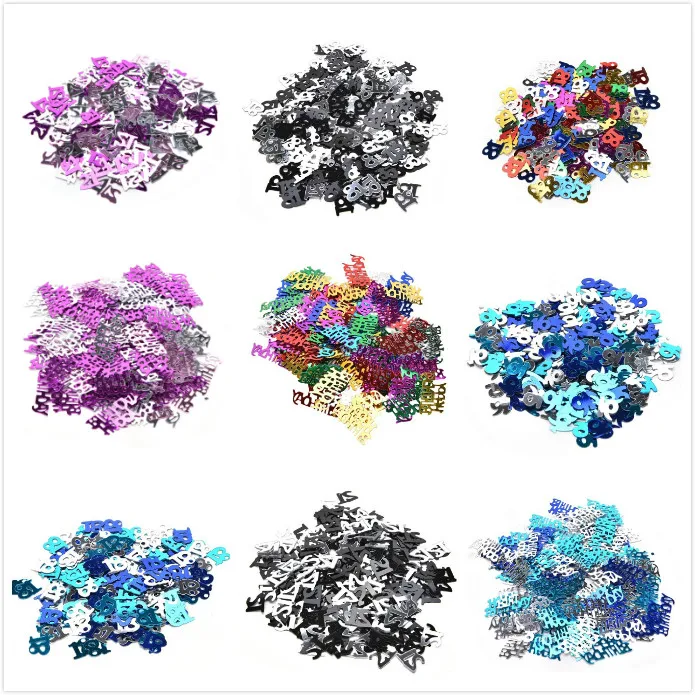 

600pcs Gold Black Digitals Figures 16 18 21 Confetti Happy Birthday Party Numbers Table Scatters Decorations Sprinkle Metallic