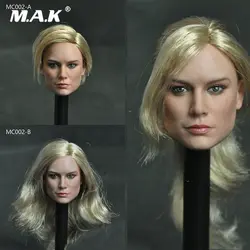В наличии 1/6 весы Коллекционная MC002 Brie Larson женская голова Лепка с длинными волосами для 12 "фигурки тела аксессуары