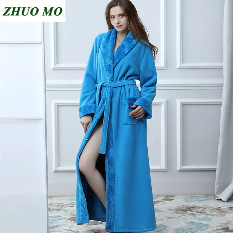 ZHUO MO High quality flannel Bath Robe Man woman towel Bathrobe Velvet Pajamas Body Spa Bath Super Absorbent for home Bath Gown
