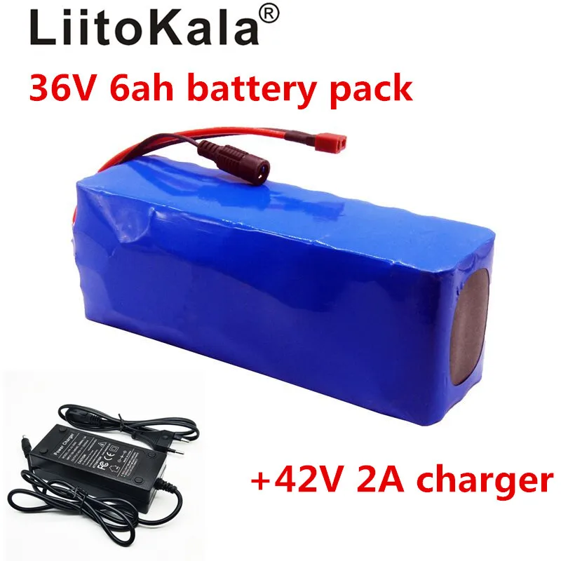 LiitoKala 36 v 8AH 36 6ah 500 w литиевая батарея 18650 v электрический велосипед с ПВХ коробкой для электрического велосипеда power v 2A 42 Char