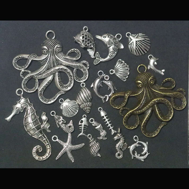 

Mixed Seashell, starfish, seahorse, octopus, dolphin Pendant Charms For Jewelry Making DIY Handmade Fashion Jewelry Accessories