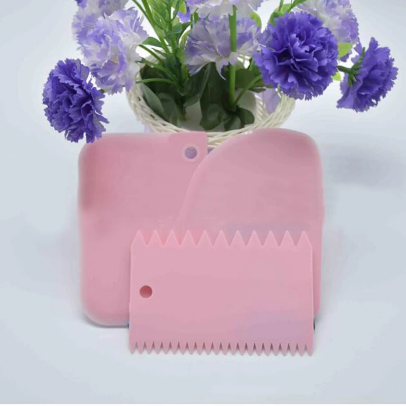 3pcs/set Plastic Cake Smoother Cake Scraper Spatula Set Dough Cutter