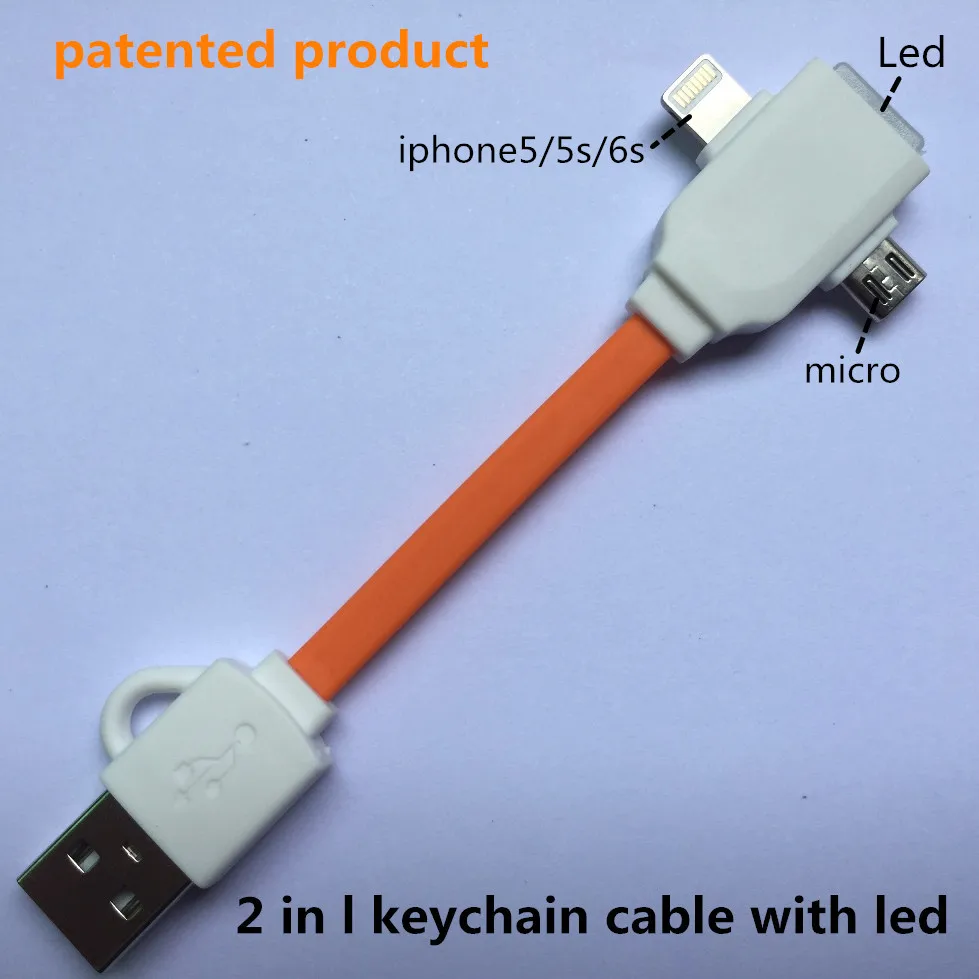 2 in 1 led usb cable with keychain Charging and data sync Applicable to