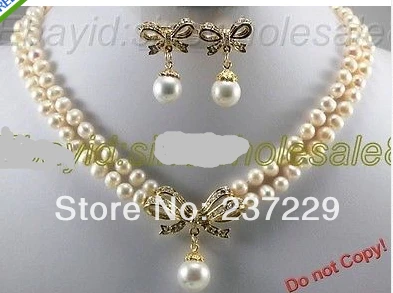 

Wholesale price FREE SHIPPING aFashion jewelry Set Freshwater Pearl Necklace Earring (A0423) -Bride jewelry free
