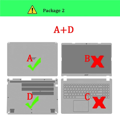 Тетрадь Защитная пленка для acer Aspire A715-71G A315-53 A515-51 A515-52 переключатель 12 Aspire переключатель 10 SW5 ноутбука наклейки для тела - Цвет: Package-2    A D