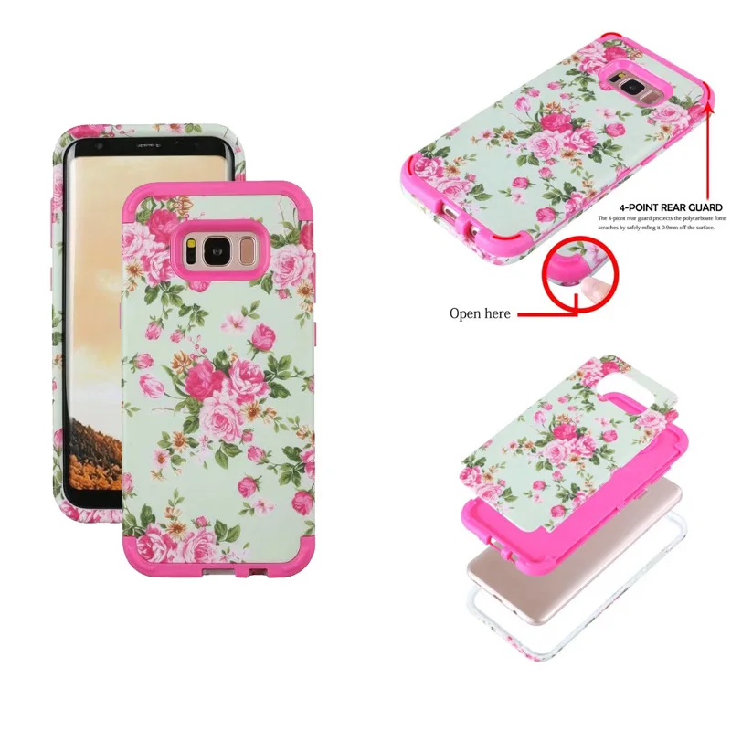 

COOL Floral Flower Shockproof 3 in 1 Hybrid Silicone Hard Combo High Impact Case Cover for Samsung Galaxy S8/S8 PLUS