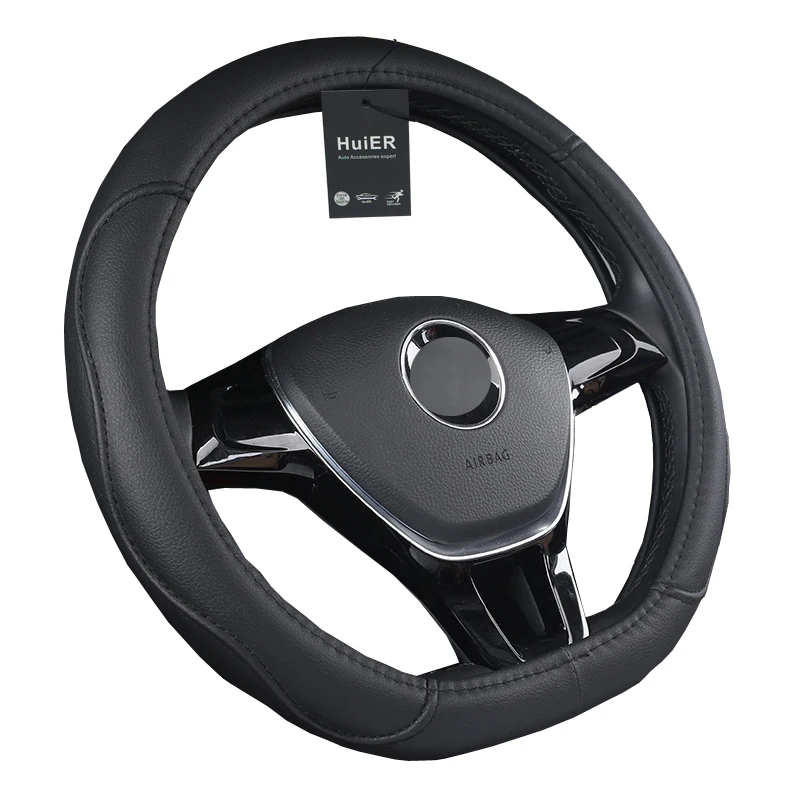 10 HuiER Car Steering Wheel Cover D Shape PU Leather For Volkswagen VW Golf R Alltrack Passat jetta Audi TT Renault Citroen Peugeot