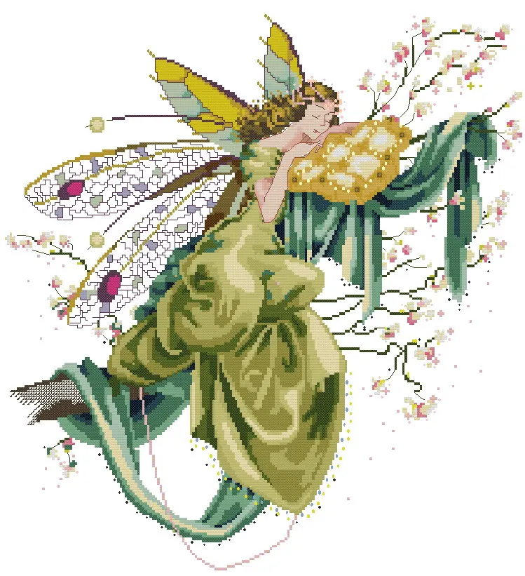 

Needlework 14CT 16CT 18CT Cross Stitch, DIY Count Cross Stitch, MD80 Fairy(No beads)