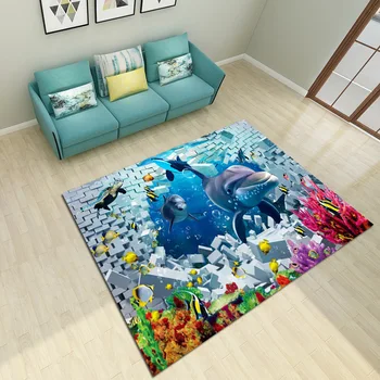 

Manufacturer's Direct Cartoon Ocean Carpet Bedroom Carpet Customized Design Tea Table Chair Simple Printed Mat